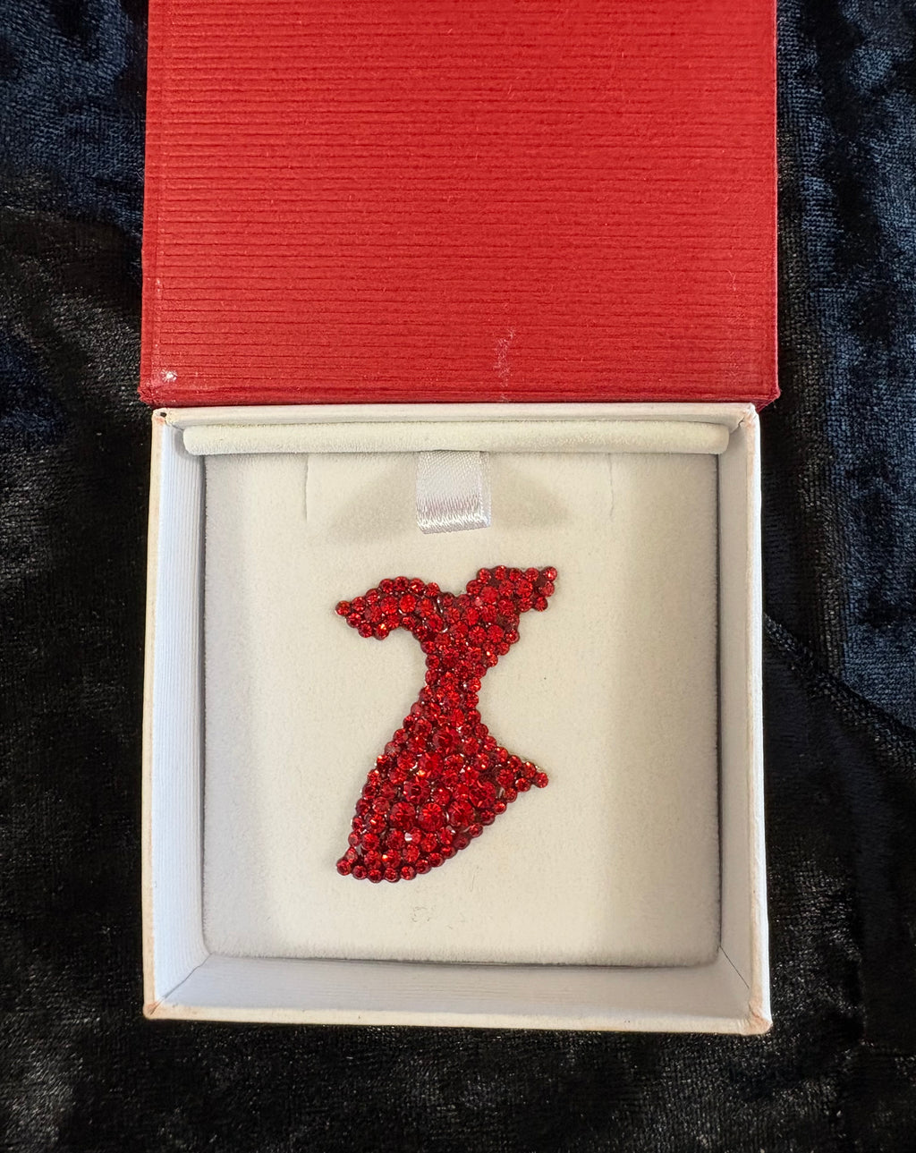 Red Rhinestone Dress Statement Brooch – New