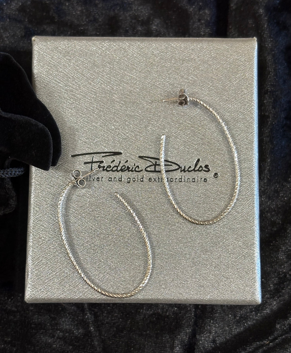 Frédéric Duclos 925 Sterling Silver Textured Hoop Earrings