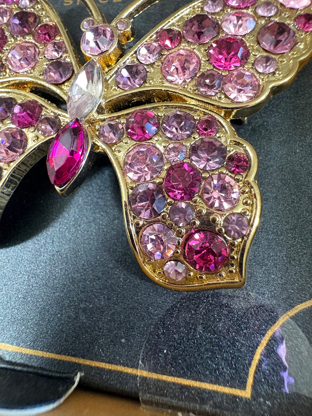 Monet Pink Rhinestone Butterfly Brooch – New in Box