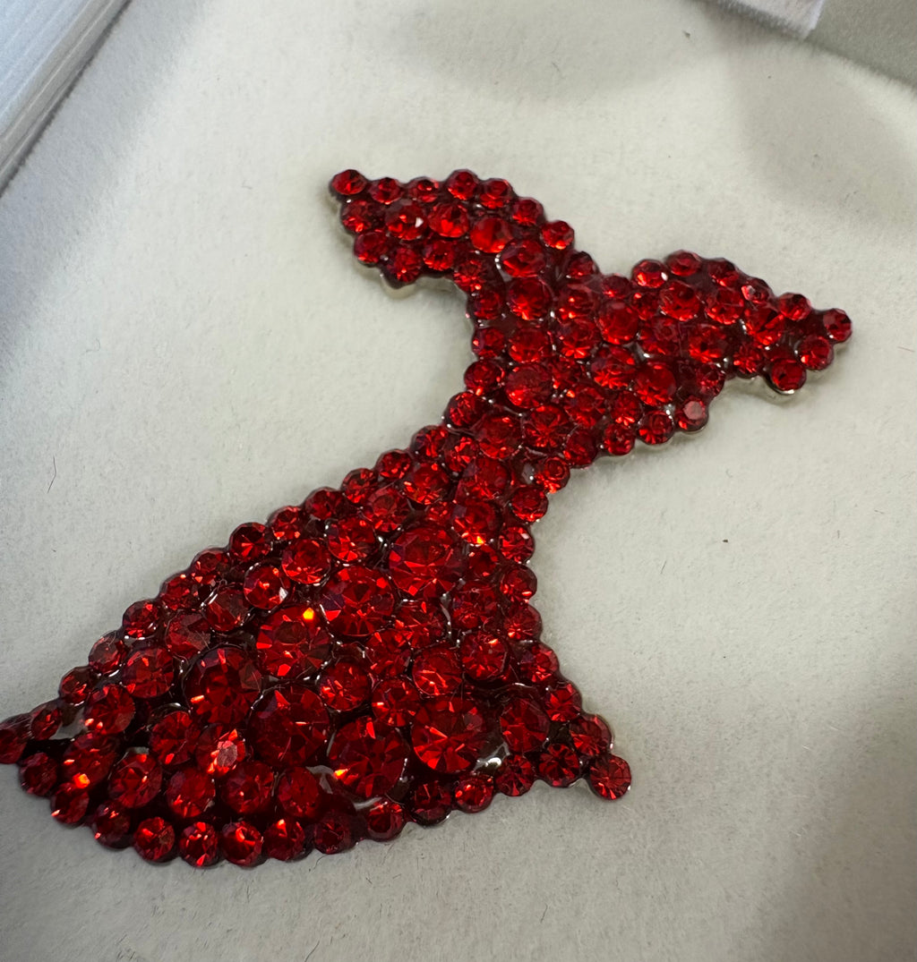 Red Rhinestone Dress Statement Brooch – New