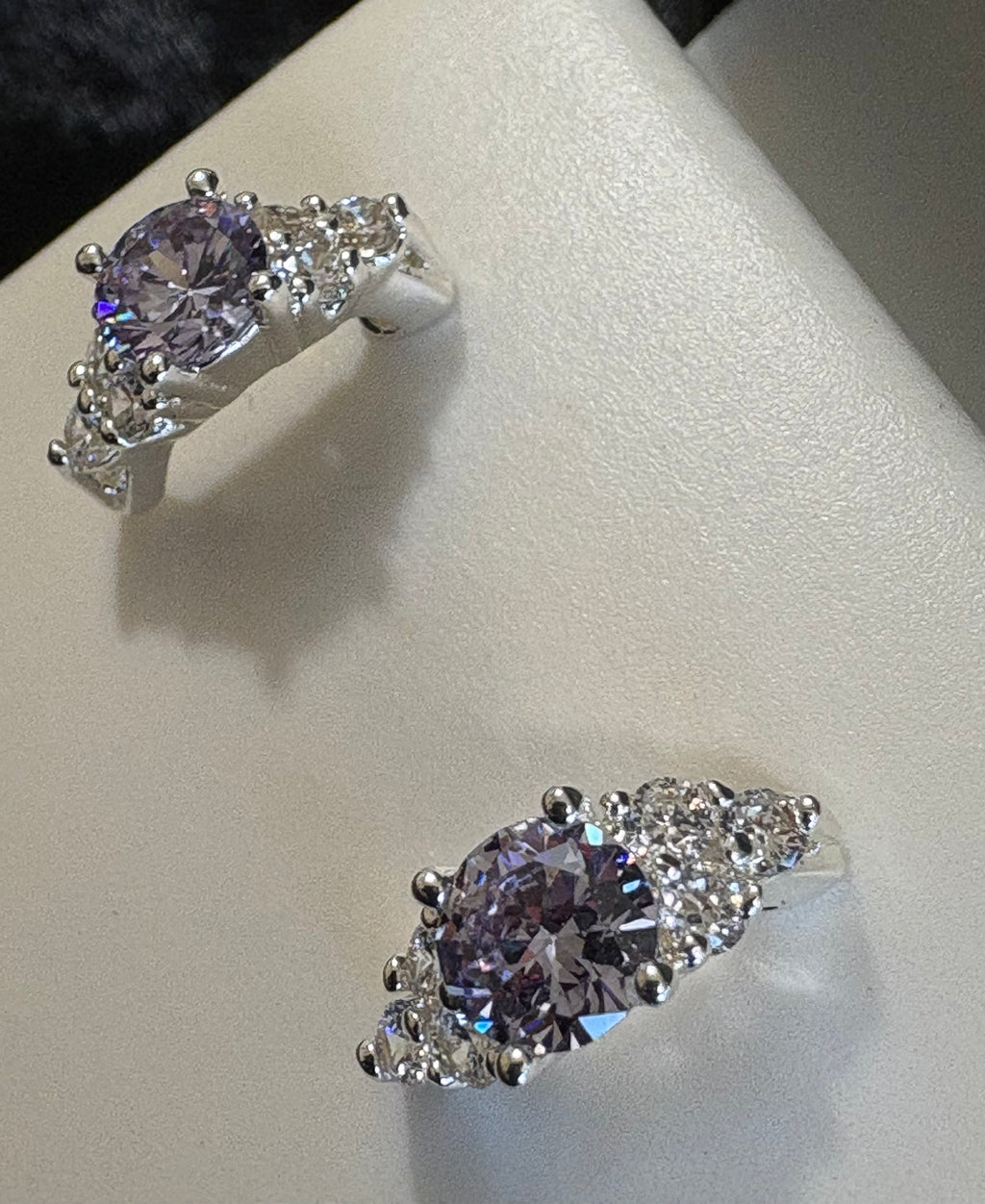 New Directions Silver-Tone Lavender & Clear Stone Earrings – New in Box