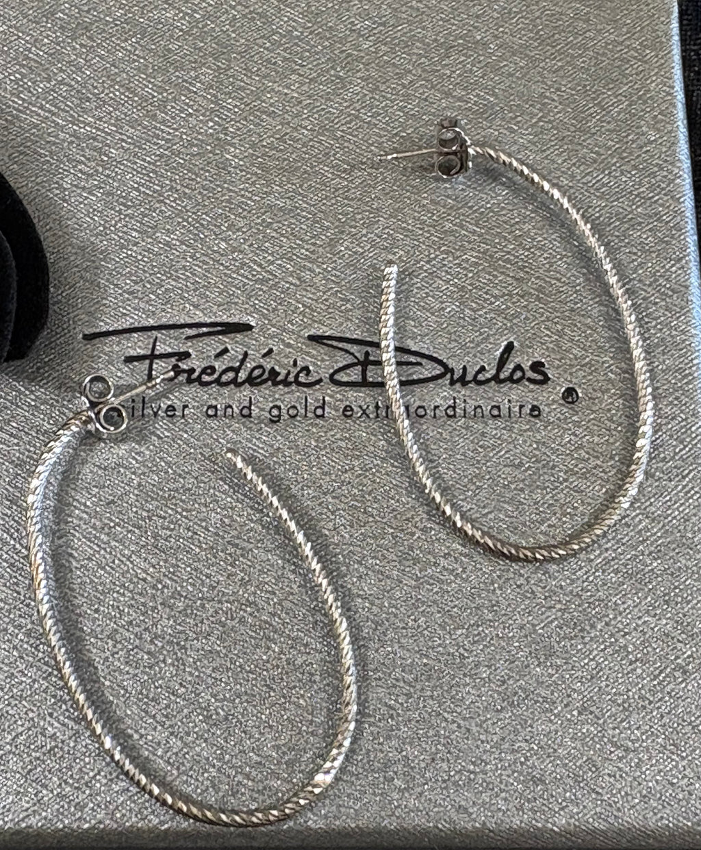 Frédéric Duclos 925 Sterling Silver Textured Hoop Earrings