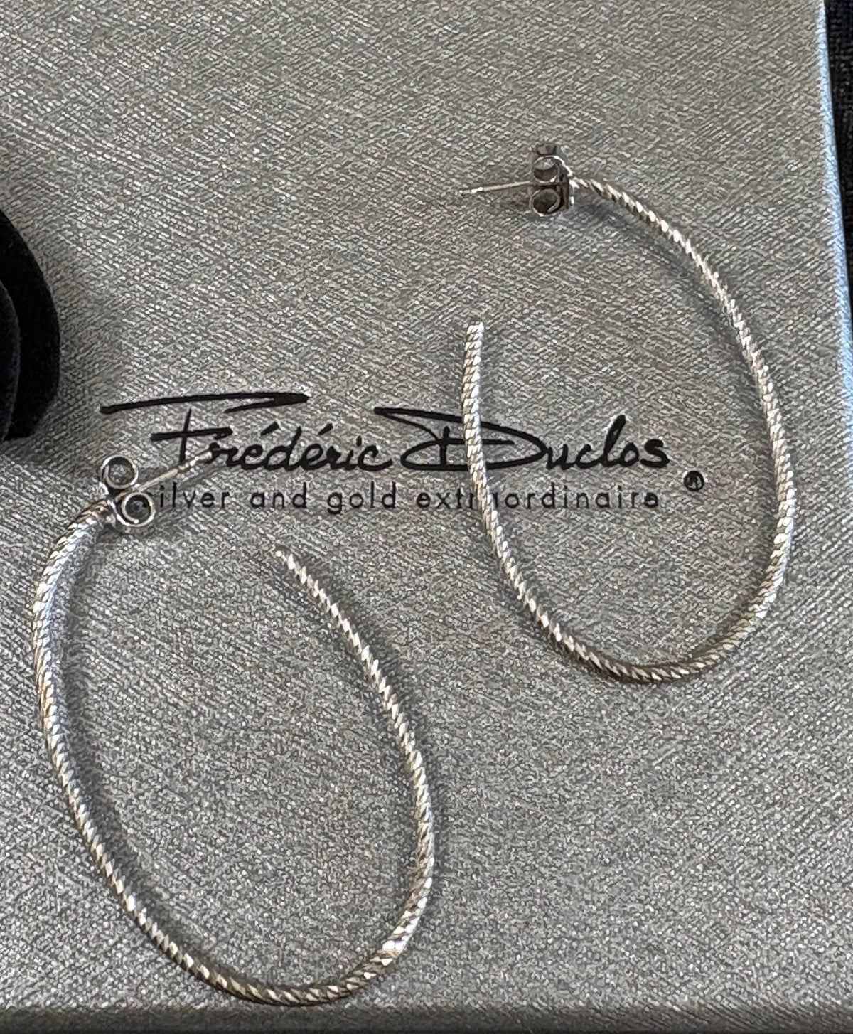 Frédéric Duclos 925 Sterling Silver Textured Hoop Earrings