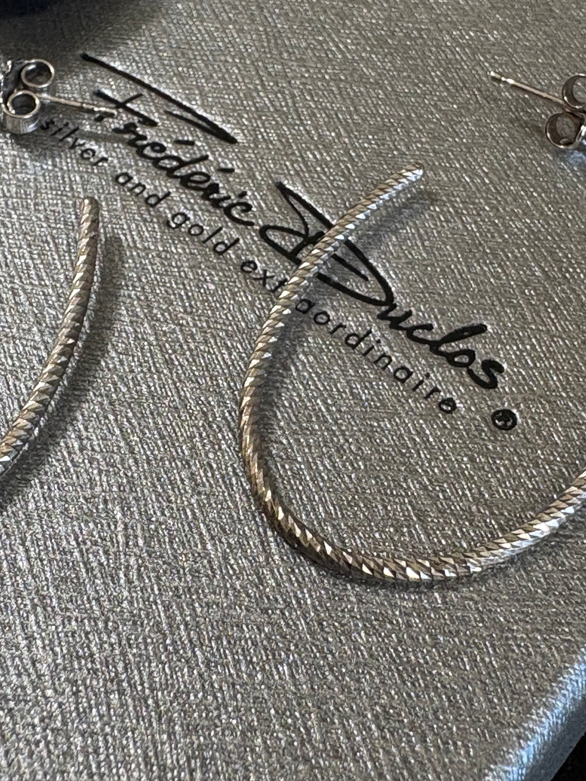 Frédéric Duclos 925 Sterling Silver Textured Hoop Earrings