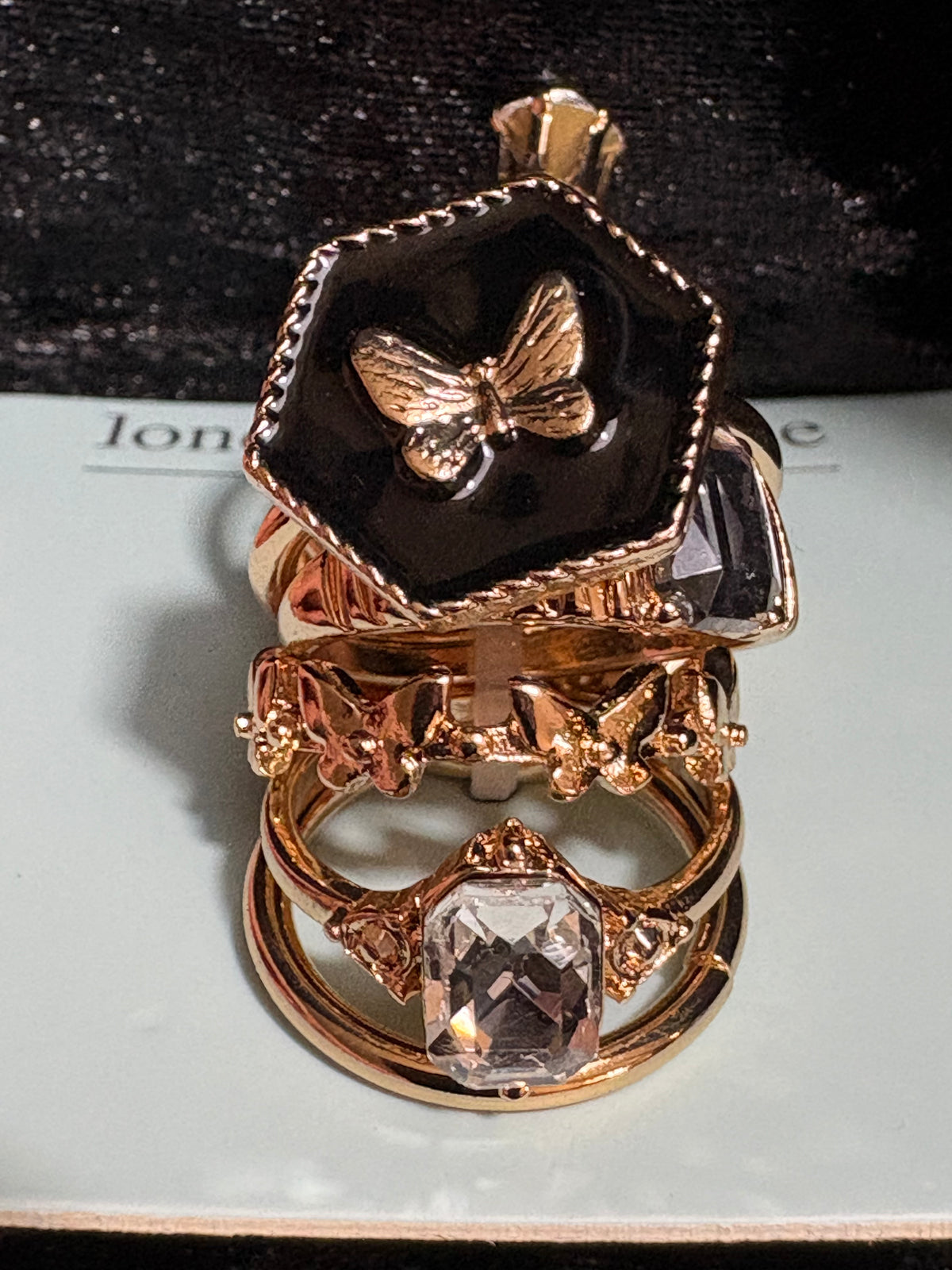 London Valentine Gold Tone Stackable Ring Set