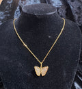 18K Gold-Plated Rhinestone Butterfly Pendant Necklace – 16” + 2” Extender