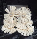 Daisy Fuentes Ivory Raffia Statement Earrings with Beaded Centers