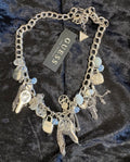 GUESS Silver-Tone Key & Charm Statement Necklace – New with Tags