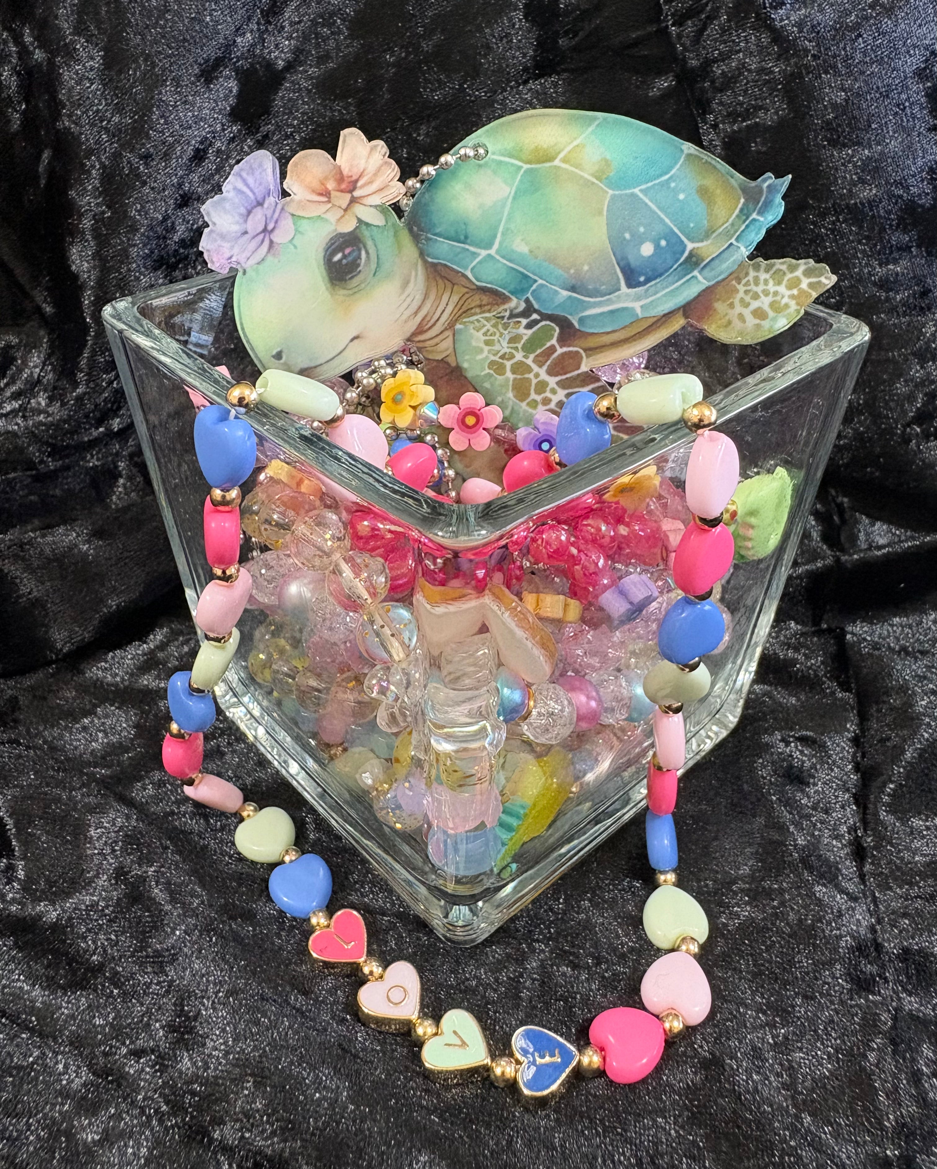 Children’s Treasure Jar – Turtle & Colorful Jewelry