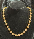 S.steel Gold-Tone Pink Rhinestone Floral Necklace