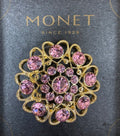 Monet Gold-Tone Pink Rhinestone Statement Brooch
