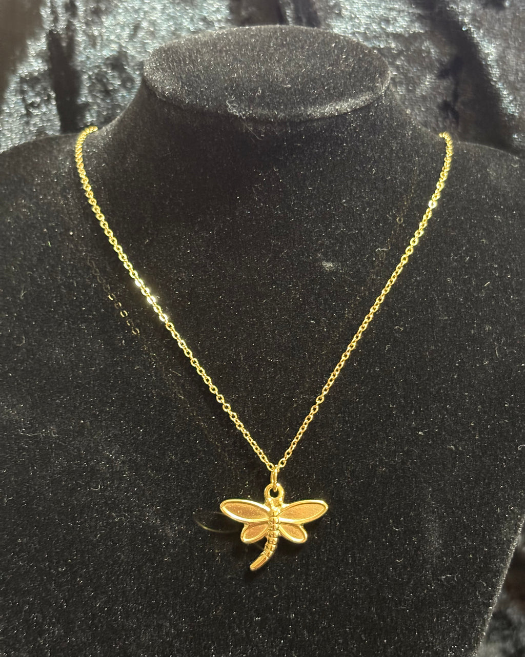 18K Gold-Plated Dragonfly Pendant Necklace – 16” + 2” Extender