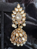 Gold-Tone Jhumka-Inspired Rhinestone & Pearl Drop Earrings