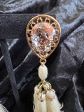 Rose Gold-Tone Blush Crystal & Ivory Tassel Earrings