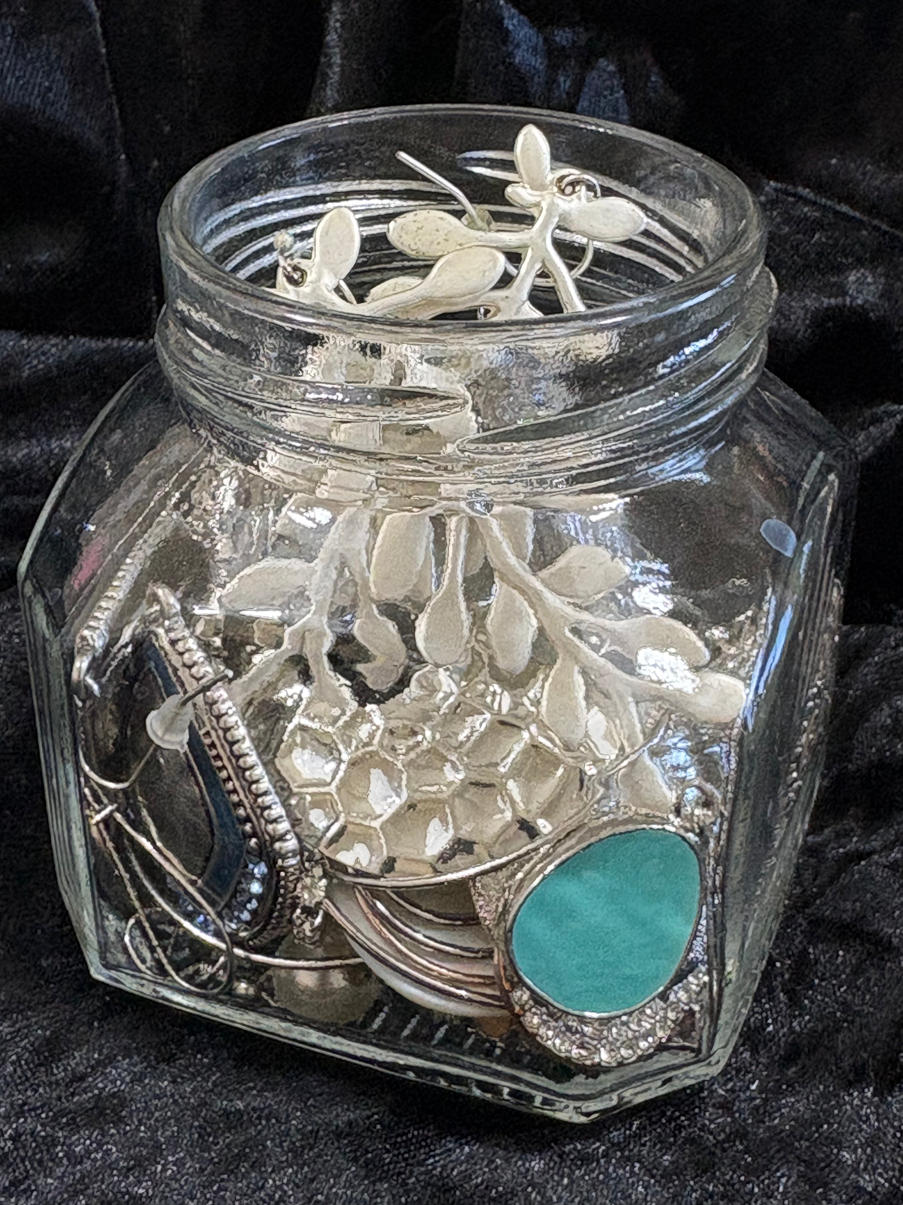 Mini Silver Earring Treasure Jar
