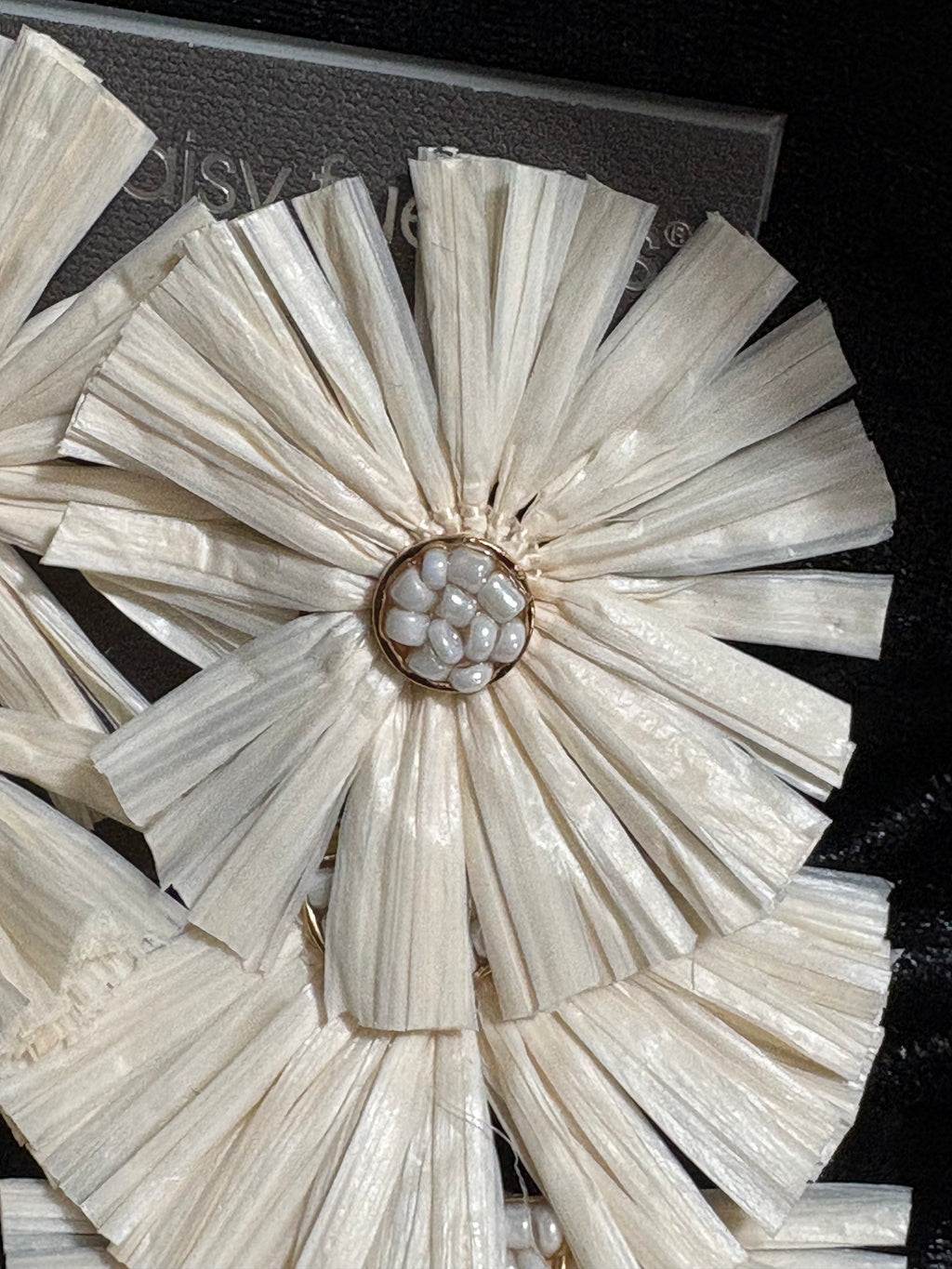 Daisy Fuentes Ivory Raffia Statement Earrings with Beaded Centers