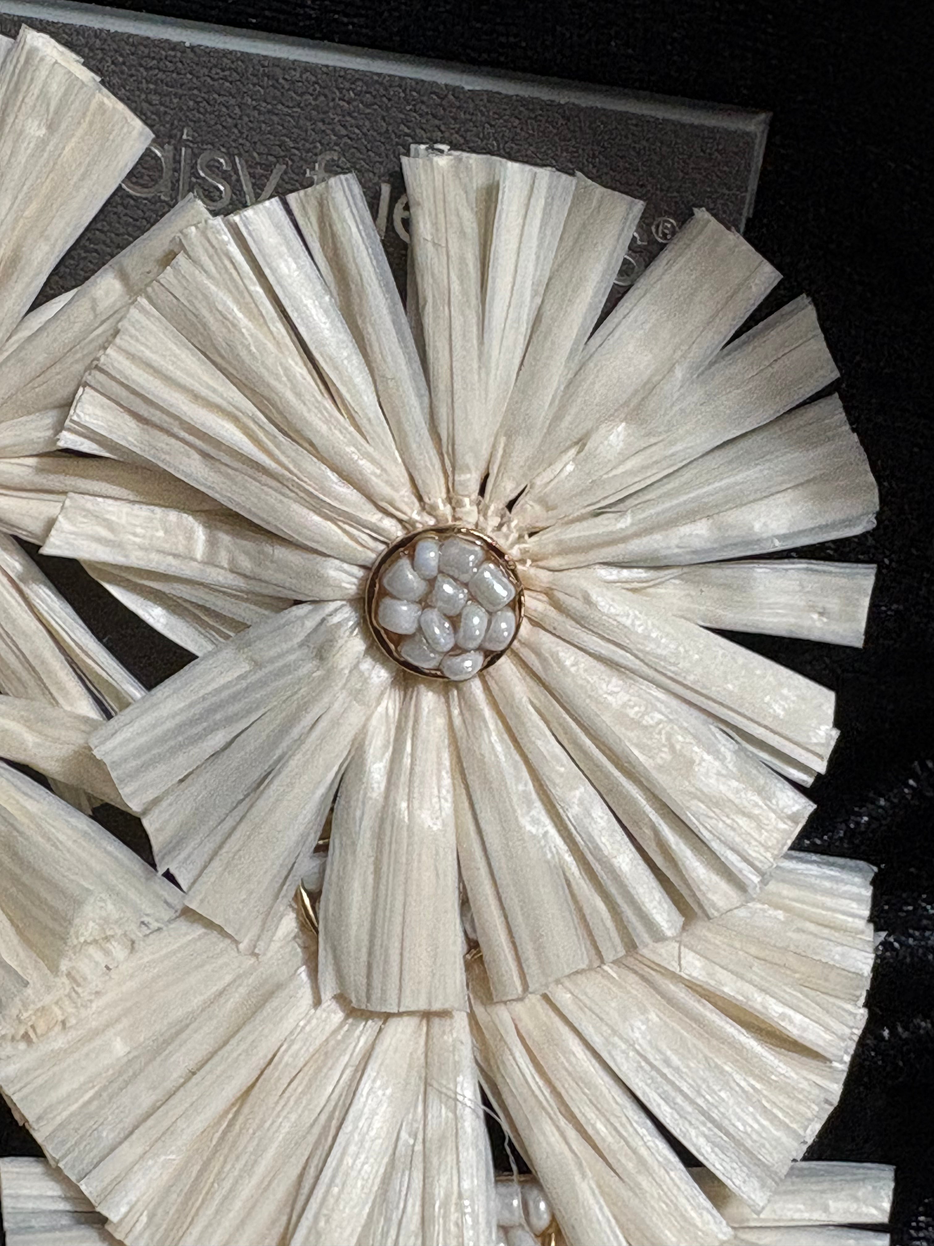 Daisy Fuentes Ivory Raffia Statement Earrings with Beaded Centers