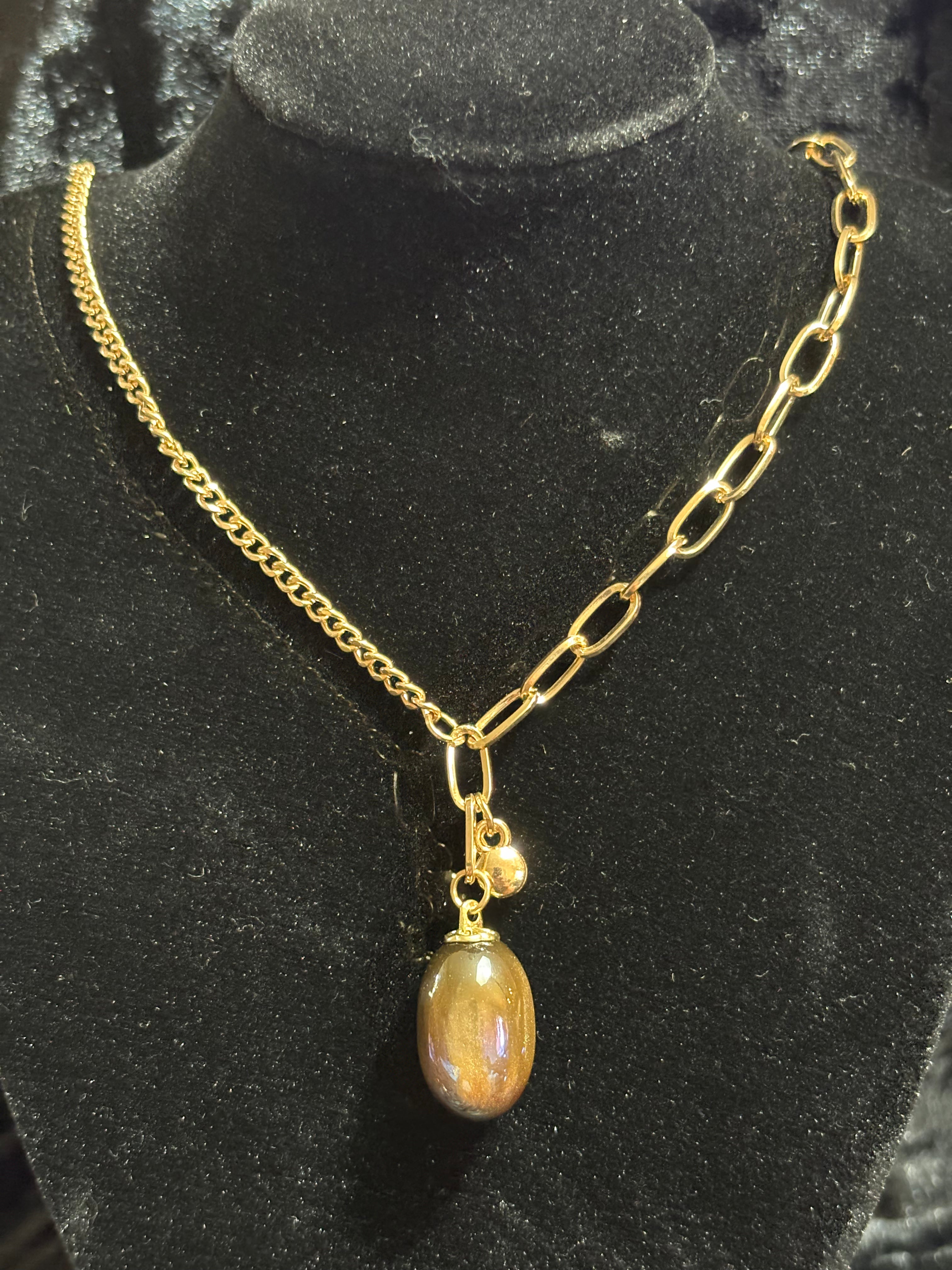 Gold-Tone Mixed Chain Pendant Necklace – 16” + 3” Extender