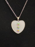 Handmade White Heart Resin Pendant Necklace – Silver-Tone