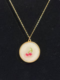 Handmade Cherry UV Resin Pendant Necklace – Gold-Tone