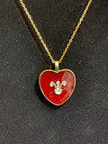 Handmade Gold-Tone Red Heart Charm Necklace