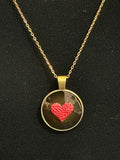 Handmade Gold-Tone Red Filigree Heart Necklace