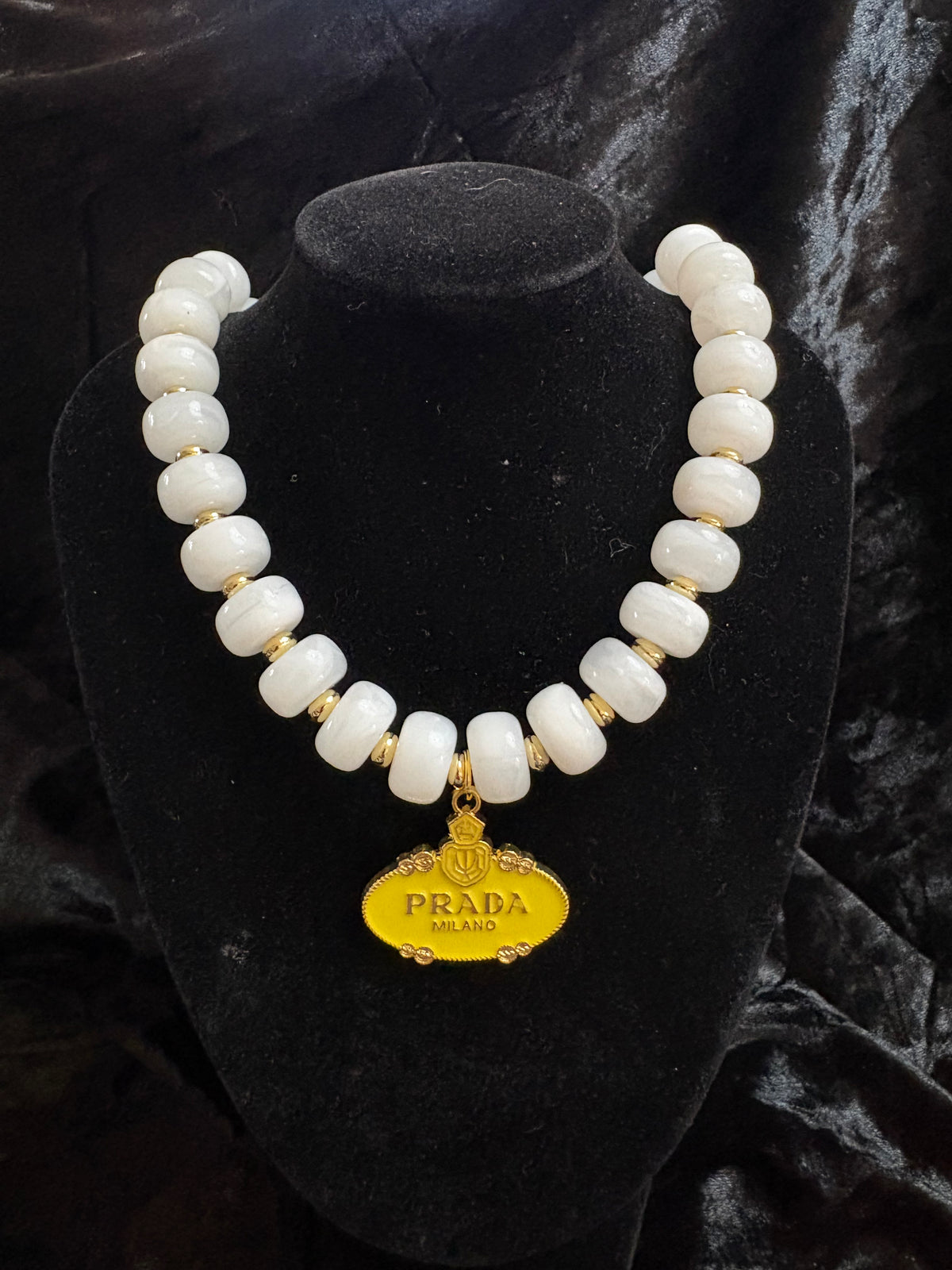Ivory White & Gold-Tone Chunky Beaded Necklace