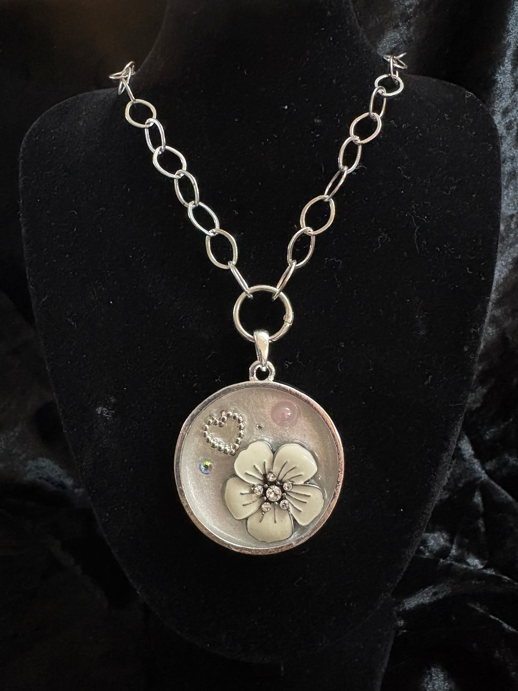 Handmade Silver-Tone Floral Statement Necklace