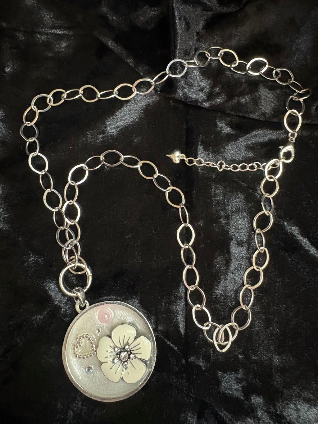 Handmade Silver-Tone Floral Statement Necklace