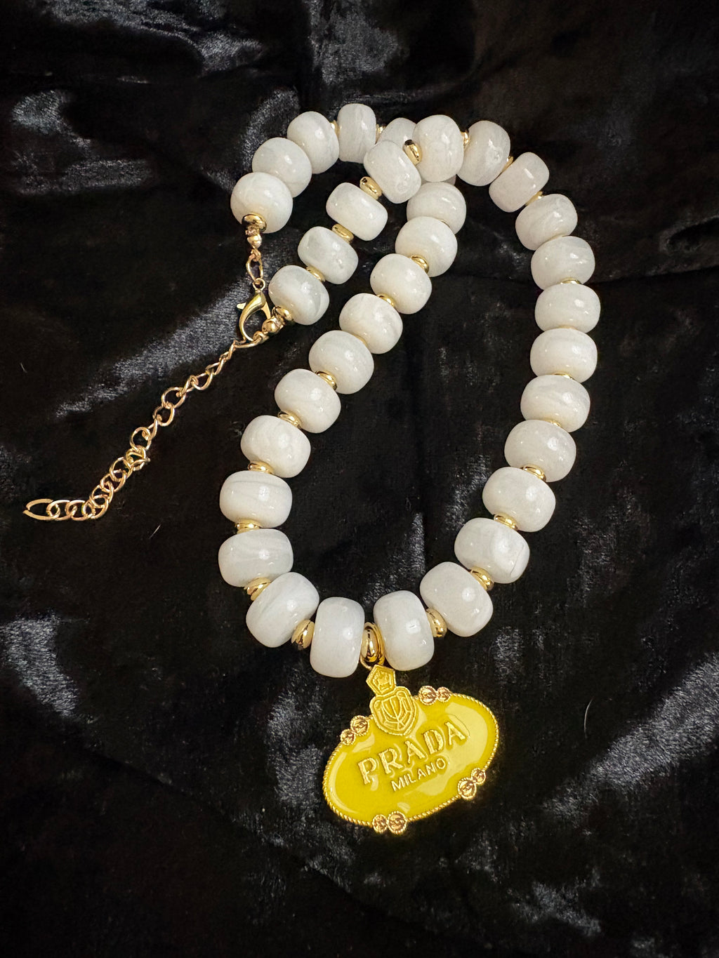 Ivory White & Gold-Tone Chunky Beaded Necklace
