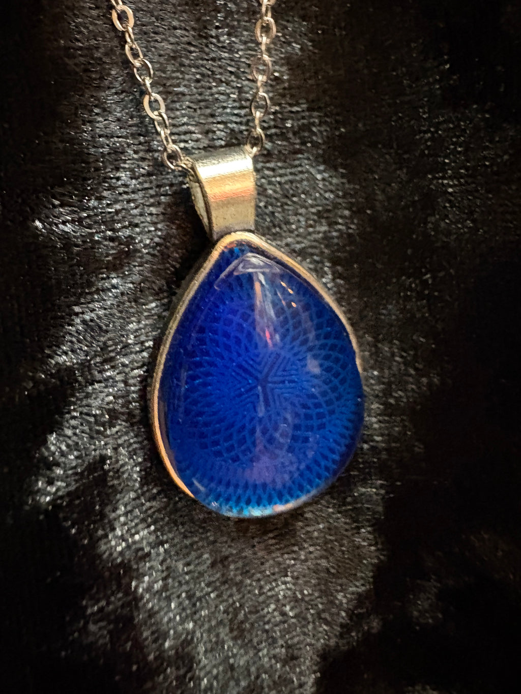 Handmade Cobalt Blue Teardrop Pendant Necklace – Silver-Tone