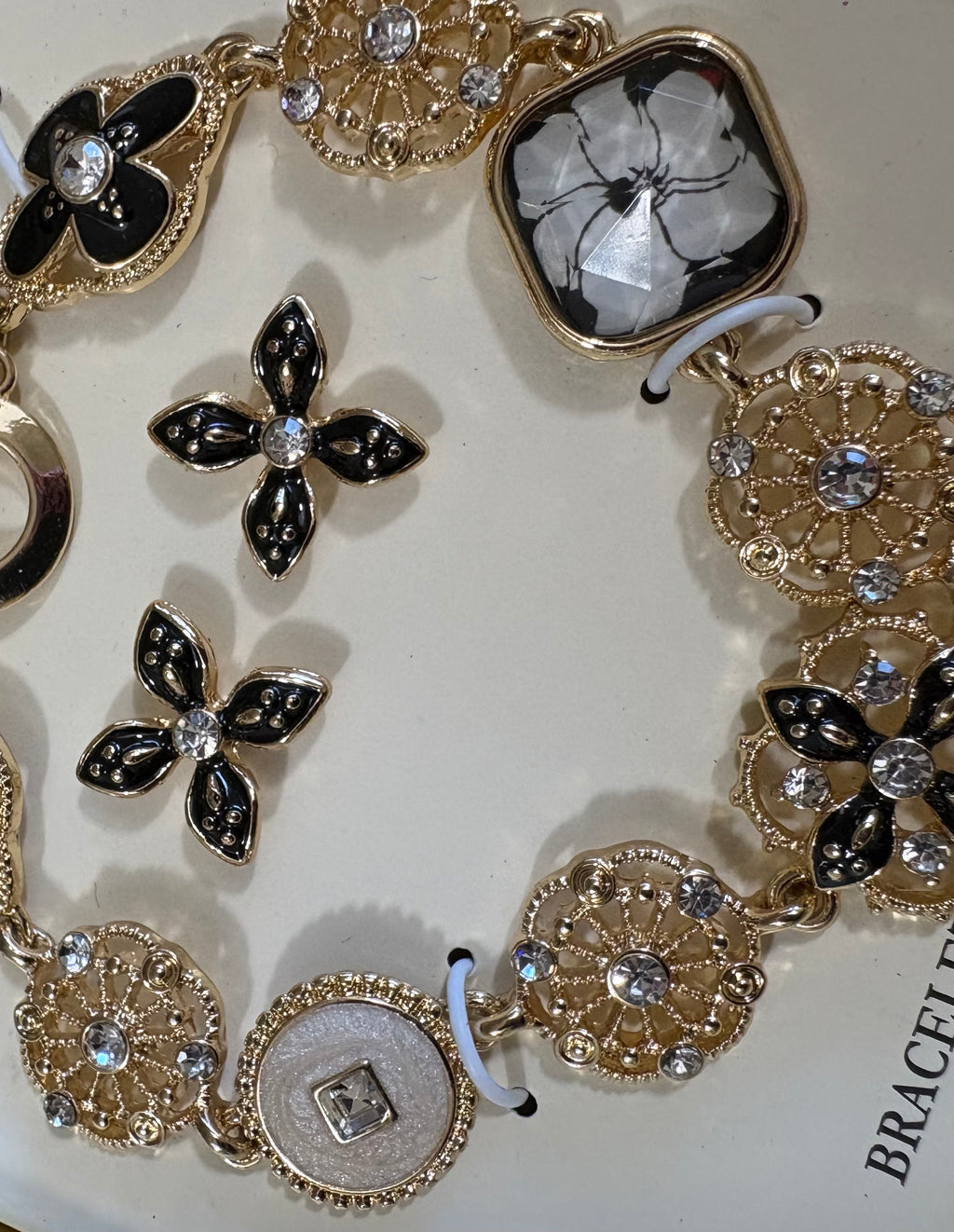 Napier Gold-Tone Floral Bracelet & Earing Set